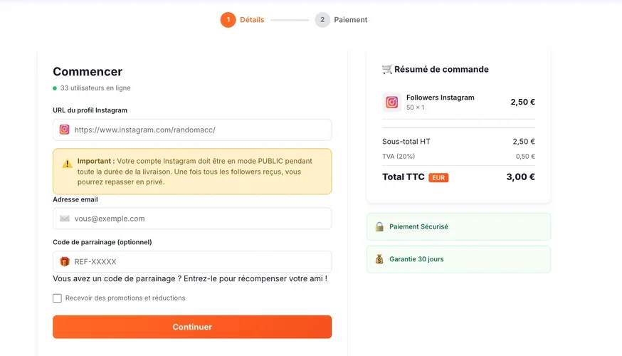 Procedura d'ordine comprare followers Instagram Followers Lab